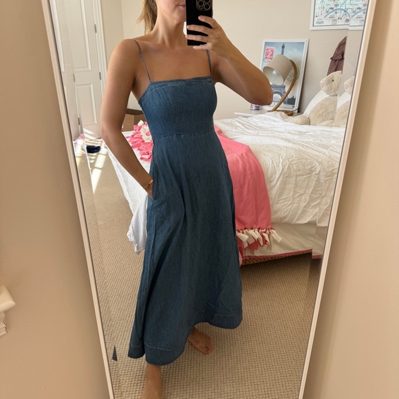 Tuckernuck chambray Rhea maxi denim dress with pockets - Picture 2 of 5